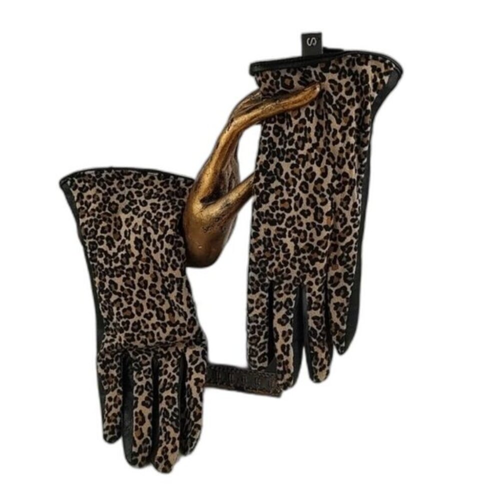 Leather Blend Animal Print Gloves EUC Echo Size Small Y2k